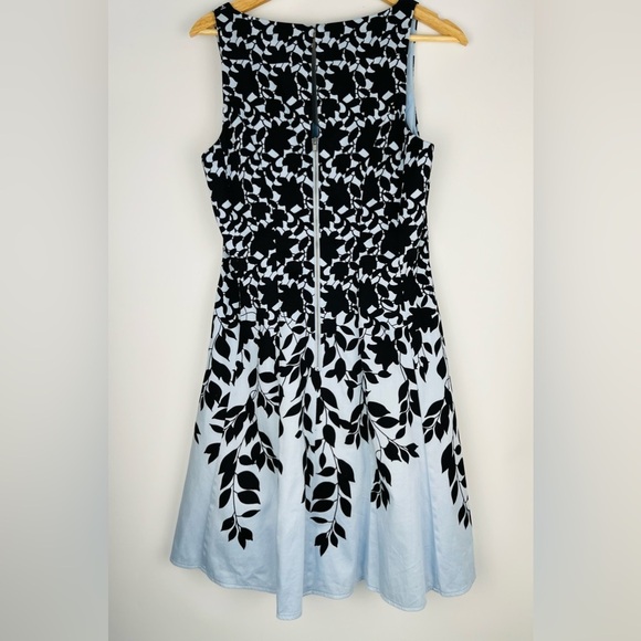 Maggy London Blue and Black Floral A-Line Dress - Picture 3 of 6